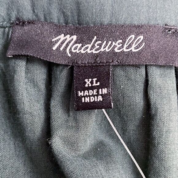 NWT Madewell Cotton Poplin Wrap Mini Dress Dark Palm Green Women’s Size XL NEW - Picture 11 of 14